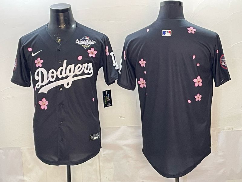 Men Nike 2026 Los Angeles Dodgers Blank Black Sakura Edition Game MLB Jersey 003